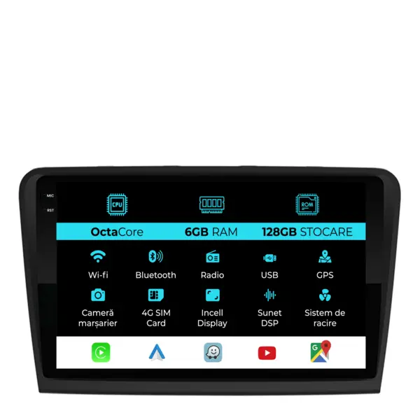 Navigatie Dedicata Skoda Superb 2 (2008 - 2015), 10 Inch, 6Gb Ram, 128Gb Stocare, Android Auto, Carplay