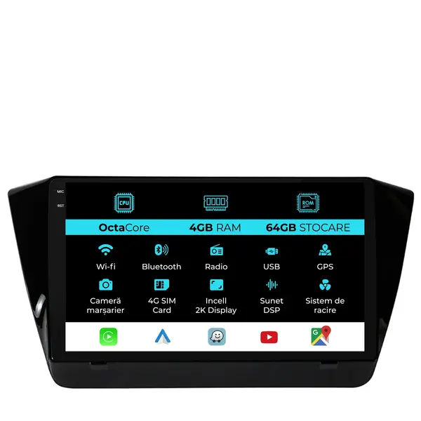 Navigatie Dedicata Skoda Superb 3 (2015-2019), 2K, 4Gb Ram, 64Gb Stocare, Carplay