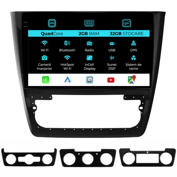 Navigatie Dedicata Skoda Yeti (2009-2017), 10Inch, 2Gb Ram, 32Gb Stocare, Carplay