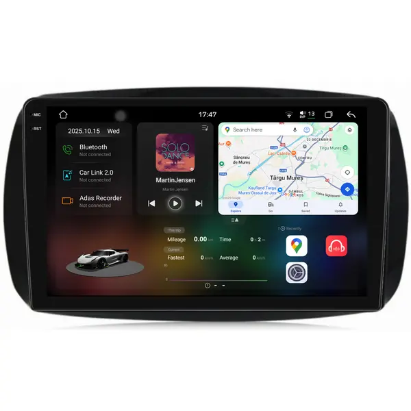 Navigatie Dedicata Smart For Two (2016-2021) For Four (2016-2021), 2K, 12Gb Ram, 256Gb stocare, Carplay