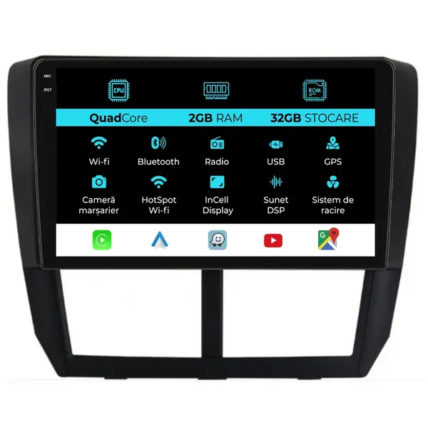 Navigatie Dedicata Subaru Forester (2008-2013), 9Inch, 2Gb Ram, 32Gb Stocare, Carplay