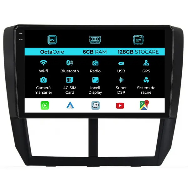 Navigatie Dedicata Subaru Forester (2008-2013), 9Inch, 6Gb Ram, 128Gb Stocare, Carplay