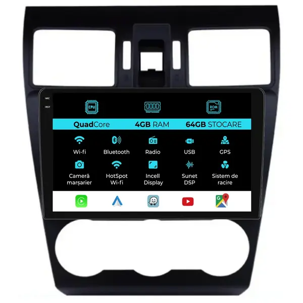 Navigatie Dedicata Subaru Forester (2012-2018),QuadCore, 9Inch, 4Gb Ram, 64Gb Stocare, Carplay