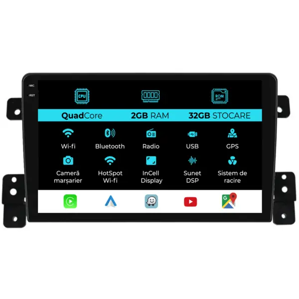 Navigatie Dedicata Suzuki Grand Vitara (2005 - 2015), 9 Inch, 2Gb Ram, 32Gb Stocare, Android Auto, Carplay