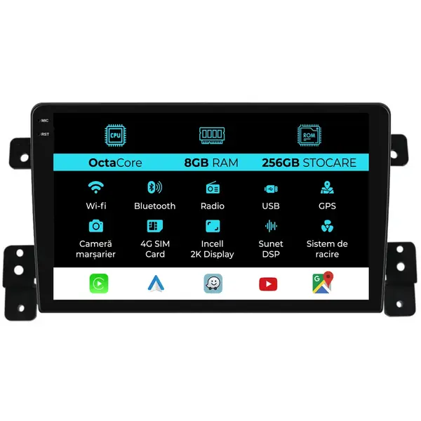 Navigatie Dedicata Suzuki Grand Vitara 3 (2005-2015), 2K, 8Gb Ram, 256Gb Stocare, Carplay