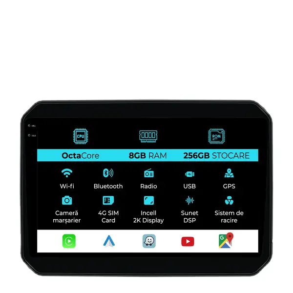 Navigatie Dedicata Suzuki Ignis (2016-2025), 2K, 8Gb Ram, 256Gb Stocare, Carplay