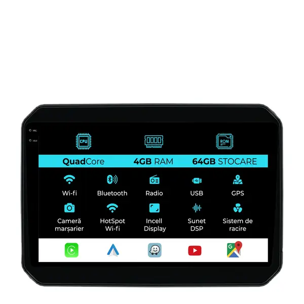 Navigatie Dedicata Suzuki Ignis (2016 - 2025), QuadCore, 9 Inch, 4Gb Ram, 64Gb Stocare, Android Auto, Carplay