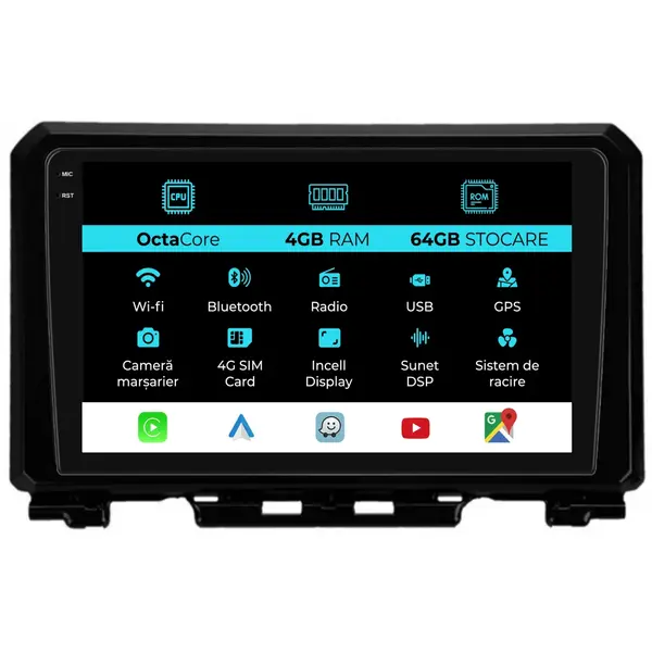 Navigatie Dedicata Suzuki Jimny (2019 - 2023), 9 Inch, 4Gb Ram, 64Gb Stocare, Android Auto, Carplay