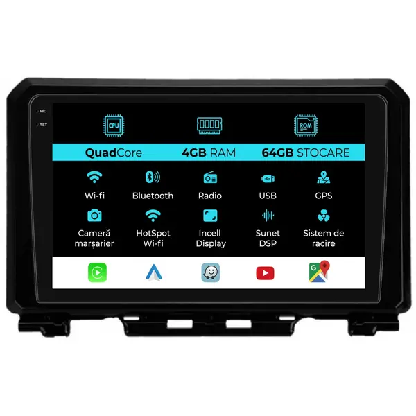 Navigatie Dedicata Suzuki Jimny (2019 - 2023), QuadCore, 9 Inch, 4Gb Ram, 64Gb Stocare, Android Auto, Carplay