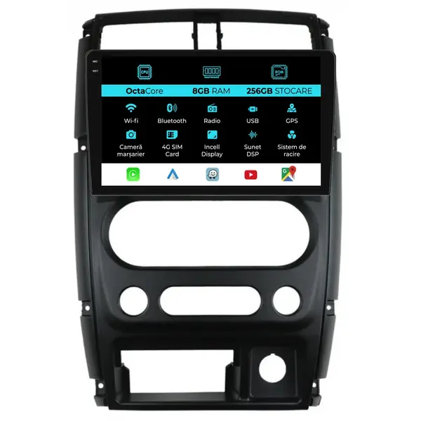 Navigatie Dedicata Suzuki Jimny 3 (2005 - 2019), 9 Inch, 8Gb Ram, 256Gb Stocare, Android Auto, Carplay