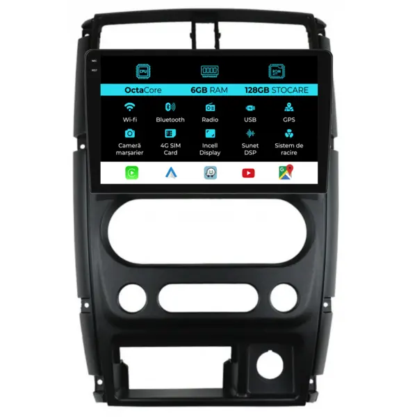 Navigatie Dedicata Suzuki Jimny 3 (2005-2019), 9Inch, 6Gb Ram, 128Gb Stocare, Carplay
