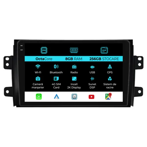 Navigatie Dedicata Suzuki SX4 (2006-2012), 2K, 8Gb Ram, 256Gb Stocare, Carplay