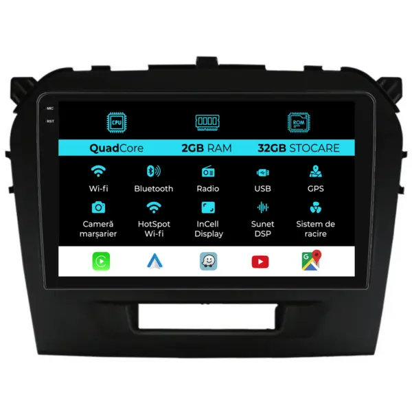 Navigatie Dedicata Suzuki Vitara (2014-2019), 9 Inch, 2Gb Ram, 32Gb Stocare, Android Auto, Carplay