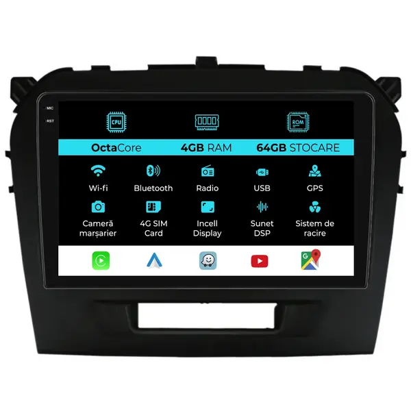 Navigatie Dedicata Suzuki Vitara (2014-2019), 9Inch, 4Gb Ram, 64Gb Stocare, Carplay