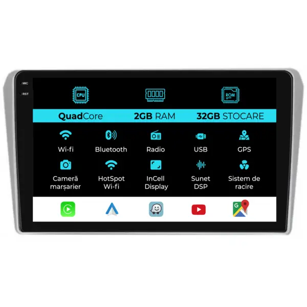 Navigatie Dedicata Toyota Avensis (2002-2008), 9 Inch, 2Gb Ram, 32Gb stocare, Carplay