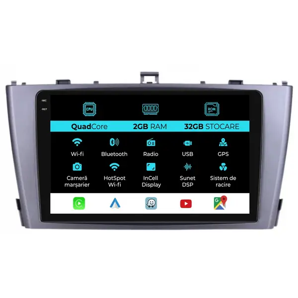 Navigatie Dedicata Toyota Avensis (2008 - 2015), 9 Inch, 2Gb Ram, 32Gb Stocare, Android Auto, Carplay