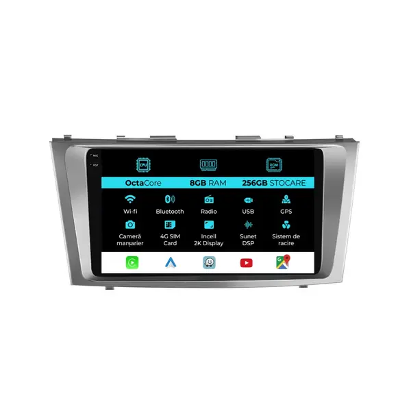 Navigatie Dedicata Toyota Camry (2006-2011), 2K, 8Gb Ram, 256Gb Stocare, Carplay