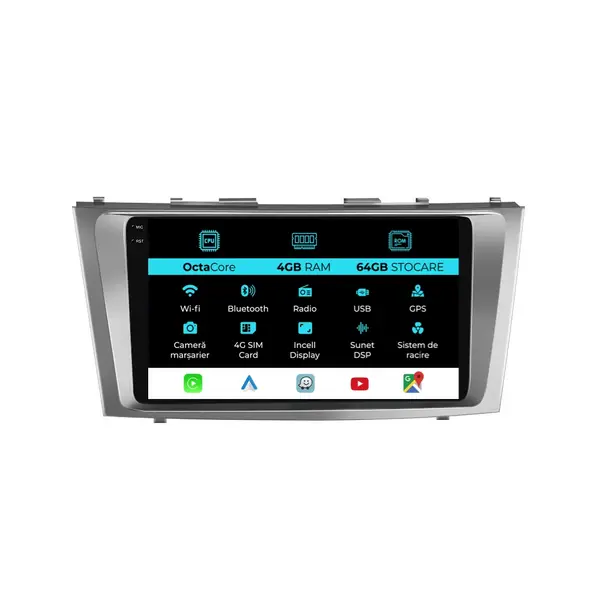 Navigatie Dedicata Toyota Camry (2006 - 2011), 9 Inch, 4Gb Ram, 64Gb Stocare, Android Auto, Carplay