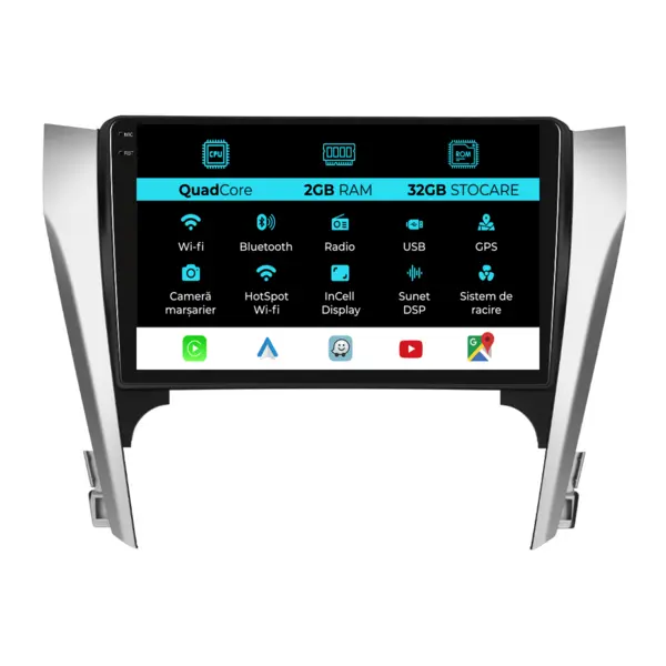 Navigatie Dedicata Toyota Camry (2012 - 2014), 10 Inch, 2Gb Ram, 32Gb Stocare, Android Auto, Carplay