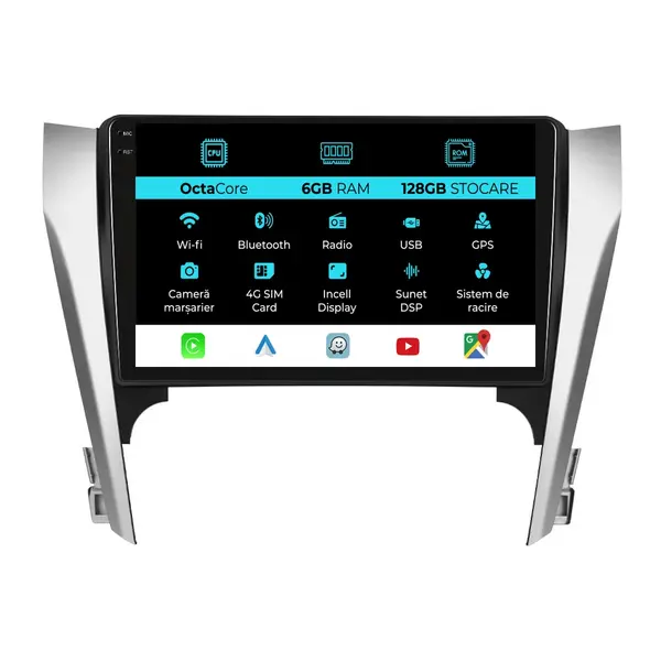 Navigatie Dedicata Toyota Camry (2012 - 2014), 10 Inch, 6Gb Ram, 128Gb Stocare, Android Auto, Carplay