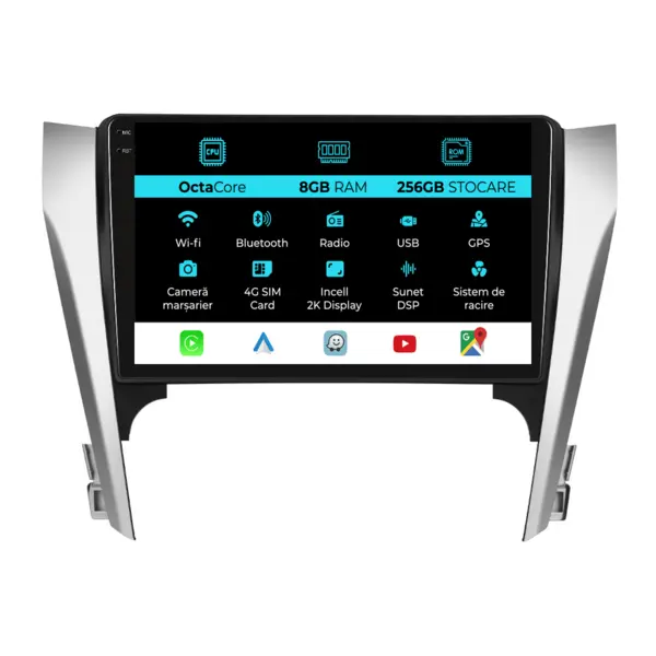 Navigatie Dedicata Toyota Camry (2012-2014), 2K, 8Gb Ram, 256Gb Stocare, Carplay