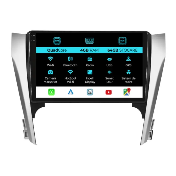 Navigatie Dedicata Toyota Camry (2012 - 2014), QuadCore, 10 Inch, 4Gb Ram, 64Gb Stocare, Android Auto, Carplay