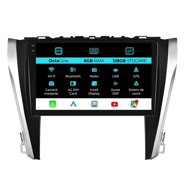 Navigatie Dedicata Toyota Camry (2015 - 2017), 10 Inch, 6Gb Ram, 128Gb Stocare, Android Auto, Carplay