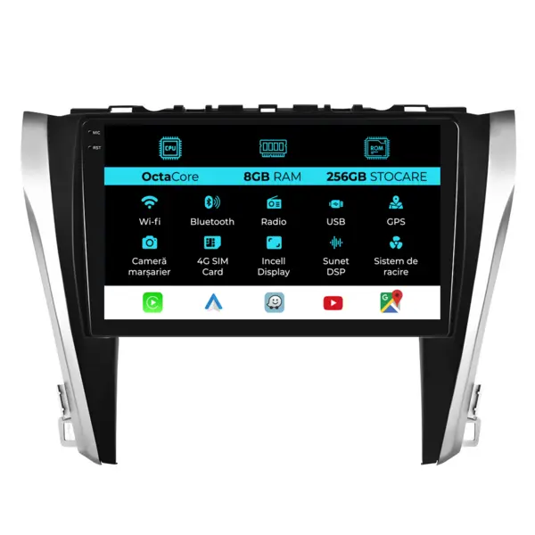 Navigatie Dedicata Toyota Camry (2015 - 2017), 10 Inch, 8Gb Ram, 256Gb Stocare, Android Auto, Carplay
