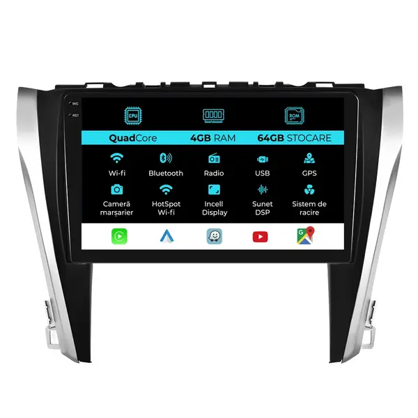 Navigatie Dedicata Toyota Camry (2015 - 2017), QuadCore, 10 Inch, 4Gb Ram, 64Gb Stocare, Android Auto, Carplay