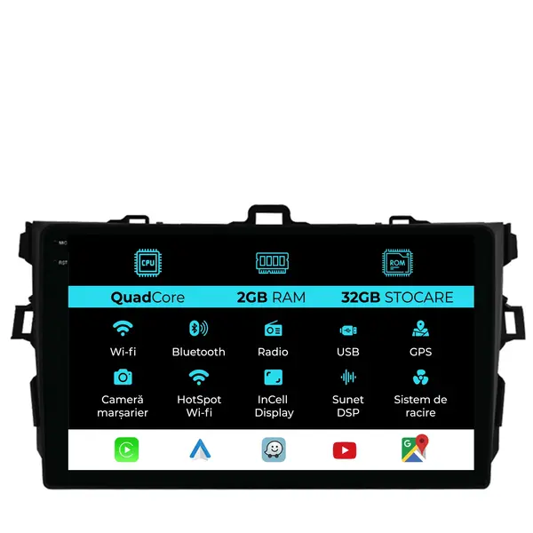 Navigatie Dedicata Toyota Corolla (2006-2013), 9Inch, 2Gb Ram, 32Gb Stocare, Carplay