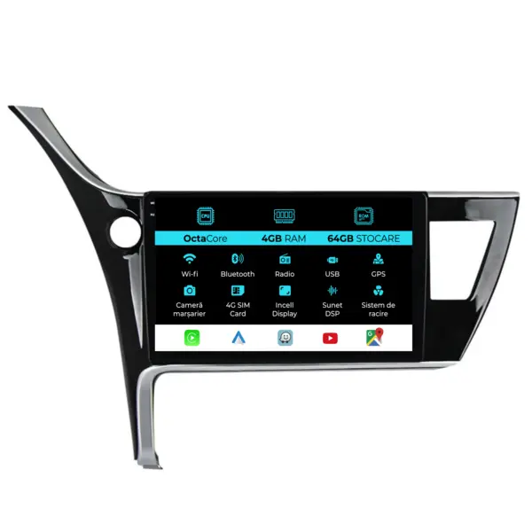 Navigatie Dedicata Toyota Corolla (2013 - 2019), 10 Inch, 4Gb Ram, 64Gb Stocare, Android Auto, Carplay