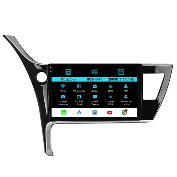 Navigatie Dedicata Toyota Corolla (2013 - 2019), 10 Inch, 8Gb Ram, 256Gb Stocare, Android Auto, Carplay