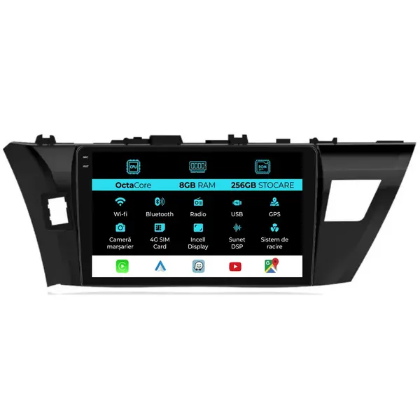 Navigatie Dedicata Toyota Corolla (2013-2019), 10Inch, 8Gb Ram, 256Gb Stocare, Carplay