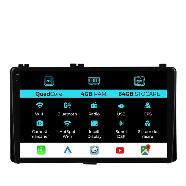 Navigatie Dedicata Toyota Corolla (2013 - 2019), QuadCore, 9 Inch, 4Gb Ram, 64Gb Stocare, Android Auto, Carplay
