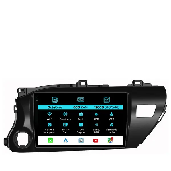 Navigatie Dedicata Toyota Hilux 2015+, 10Inch, 6Gb Ram, 128Gb Stocare, Carplay