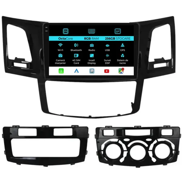 Navigatie Dedicata Toyota Hilux VII (2004 - 2015), 9 Inch, 8Gb Ram, 256Gb Stocare, Android Auto, Carplay