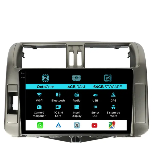 Navigatie Dedicata Toyota Land Cruiser Prado J150 (2009-2013), 9Inch, 4Gb Ram, 64Gb Stocare, Carplay