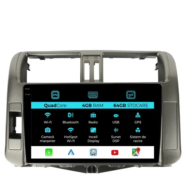 Navigatie Dedicata Toyota Land Cruiser Prado J150 (2009-2013),QuadCore, 9Inch, 4Gb Ram, 64Gb Stocare, Carplay