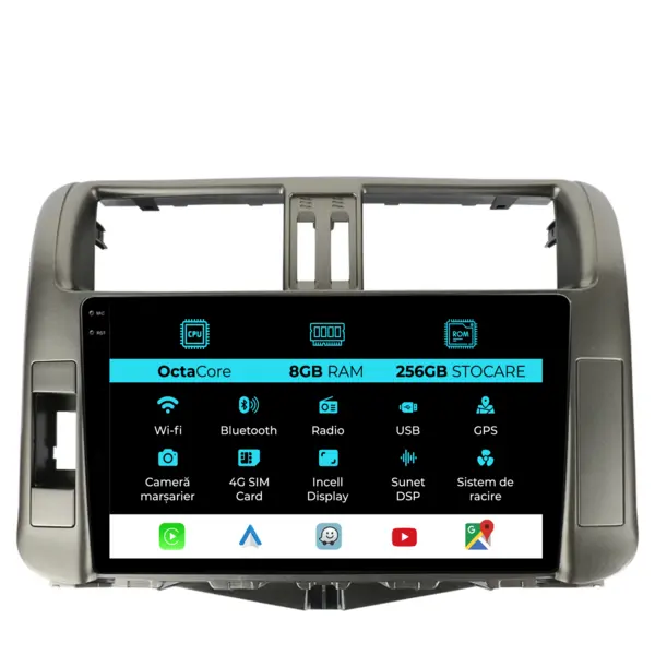 Navigatie Dedicata Toyota Land Cruiser Prado J150 (2009 - 2013), 9 Inch, 8Gb Ram, 256Gb Stocare, Android Auto, Carplay