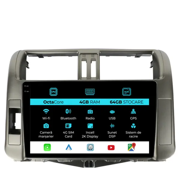 Navigatie Dedicata Toyota Land Cruiser Prado J150 (2009 - 2013), 2K, 4Gb Ram, 64Gb Stocare, Android Auto, Carplay