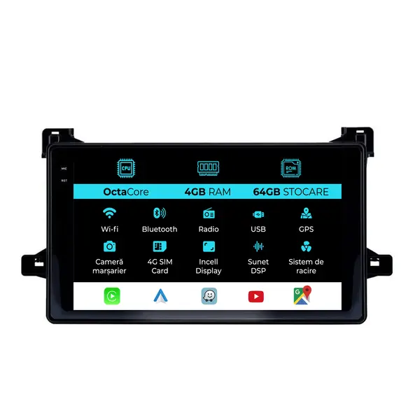 Navigatie Dedicata Toyota Prius (2015-2022), 9 Inch, 4Gb Ram, 64Gb Stocare, Android Auto, Carplay
