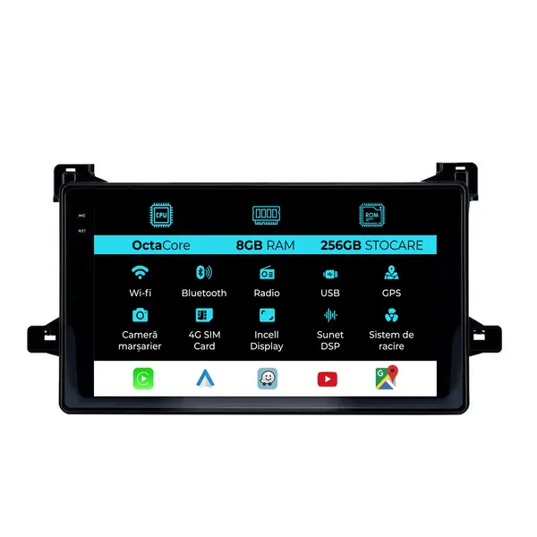 Navigatie Dedicata Toyota Prius (2015-2022), 9 Inch, 8Gb Ram, 256Gb Stocare, Android Auto, Carplay