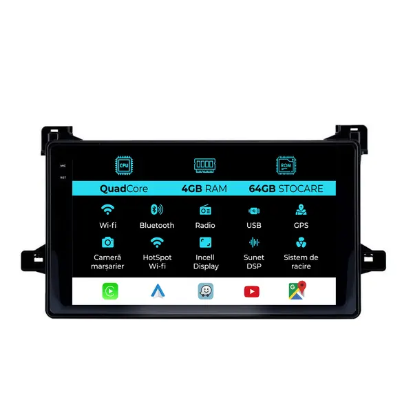 Navigatie Dedicata Toyota Prius (2015-2022),QuadCore, 9 Inch, 4Gb Ram, 64Gb Stocare, Android Auto, Carplay
