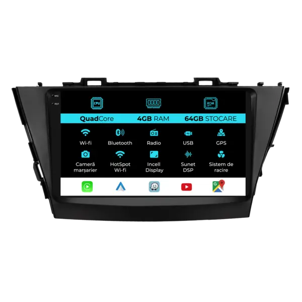 Navigatie Dedicata Toyota Prius Plus (2012 - 2020), QuadCore, 9 Inch, 4Gb Ram, 64Gb Stocare, Android Auto, Carplay