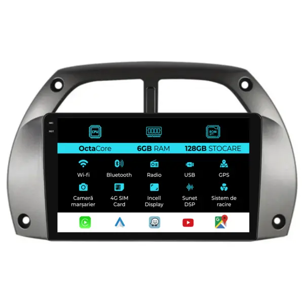 Navigatie Dedicata Toyota Rav 4 (2000 - 2005), 9 Inch, 6Gb Ram, 128Gb Stocare, Android Auto, Carplay