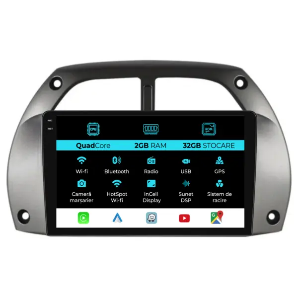 Navigatie Dedicata Toyota Rav 4 (2000-2005), 9Inch, 2Gb Ram, 32Gb Stocare, Carplay
