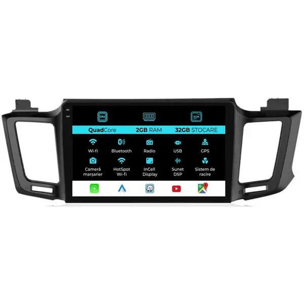 Navigatie Dedicata Toyota Rav 4 (2006 - 2013), 10 Inch, 2Gb Ram, 32Gb Stocare, Android Auto, Carplay