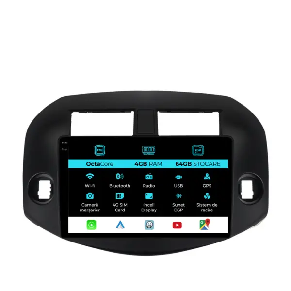 Navigatie Dedicata Toyota Rav 4 (2006 - 2013), 10 Inch, 4Gb Ram, 64Gb Stocare, Android Auto, Carplay