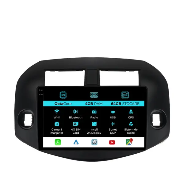 Navigatie Dedicata Toyota Rav 4 (2006-2013), 2K, 4Gb Ram, 64Gb Stocare, Carplay