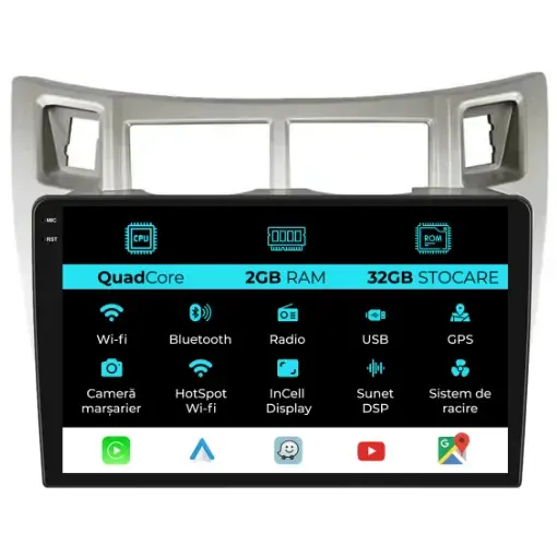 Navigatie Dedicata Toyota Yaris (2005-2011), 9Inch, 2Gb Ram, 32Gb Stocare, Carplay